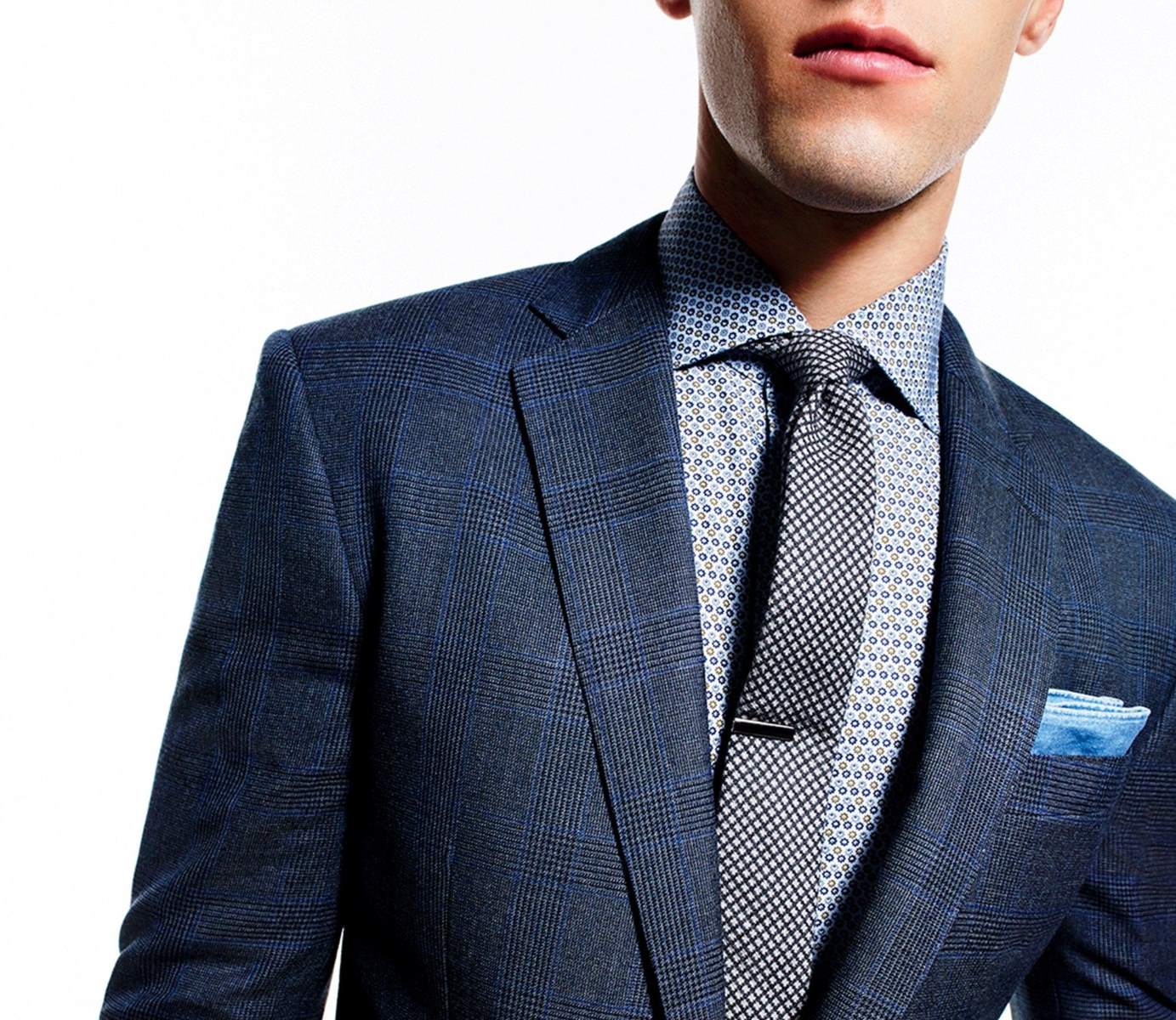 The Perfect Combination: Gray Shirt, Blue Suit, And Black Shoes